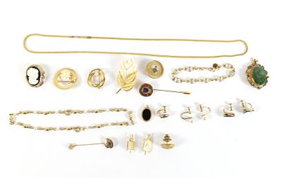 Lot of Gold Filled Jewelry. Including Wells Double Strand Faux Pearl Bracelet, Winard Pendant 