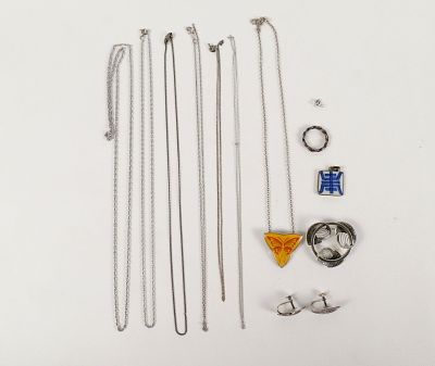 Lot of Sterling Silver Jewelry. Including Beau Sterling Wreath Pin with Matching Earrings 