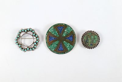 Lot of Sterling Silver Pins. Lot of Sterling Pins. Including Sterling and Turquoise Open Work 