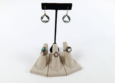 Lot of Sterling Silver Jewelry. Including Pierced Sterling and Abalone Earrings, Sterling and 