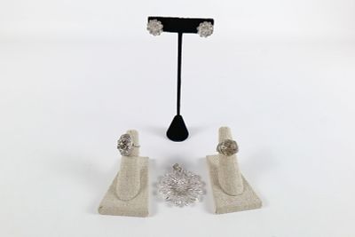 Lot of Sterling Silver Jewelry. Including 2 x Ring Watches - Both marked Huguenin - One Set 