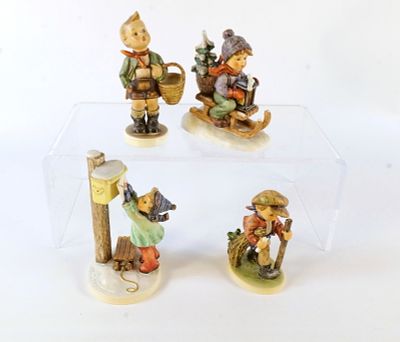 Lot of 4 Hummels. Including Ride Into Christmas #396 TMK 5, A Letter to Santa Claus #340 TMK 5 
