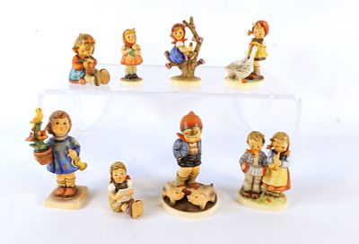 Lot of 8 Goebel Hummel Figures. All TMK 6 except Birthday Serenade which is TMK 5. Including 