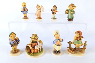 Lot of 8 Goebel Hummel Figures. Including Just Resting #112/1 TMK 5, TMK 6 include Baker #126 