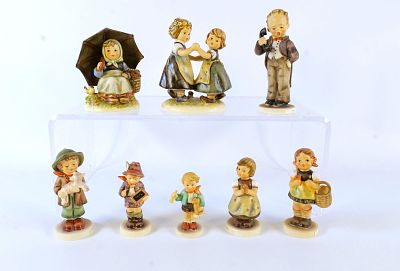 Lot of 8 Goebel Hummel Figures. Including Sister #98 TMK 5, TMK 6 include Spring Dance #353/0 