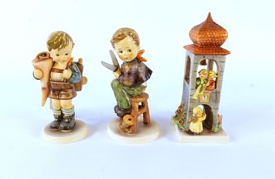 Lot of 3 Goebel Hummel Figurines. All TMK 6. Including Little Tailor #308, Little Scholar #80 