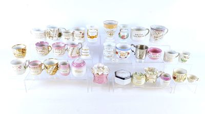 Lot of 30 Souvenir Cups. Also includes Baby Cup, Bell, Trinket Box, and More. Victorian Era - 