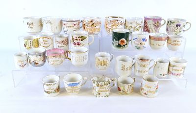 Lot of 25+ Souvenir Cups. Victorian Era - 1950's. Also includes 2 Pitchers. Including Daddy 