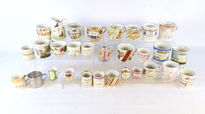 Lot of 25+ Souvenir Cups. Also includes a Pitcher. Victorian Era - 1950's. Including Love the 
