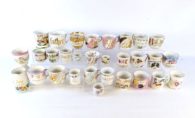 Lot of 25+ Souvenir Cups. Also includes Pitcher and Tall Cup. Victorian Era - 1950's. Including 