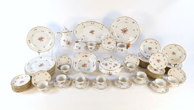 Dresden Bavaria German Floral Dinnerware Set - Service for 12 - Missing one Teacup. Including 