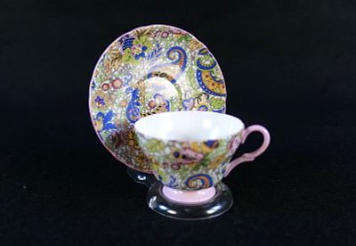 Vintage Shelley Bone China Paisley Chintz Teacup and Saucer. Good Condition. All invoices must 