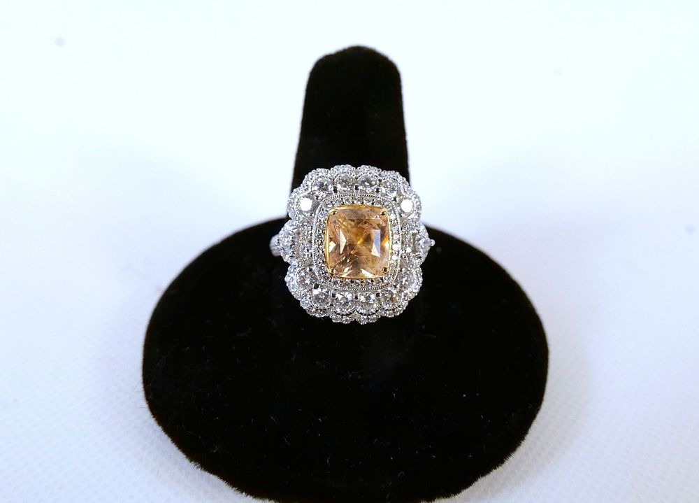 Lot 152: Oscar Friedman 18K Sapphire and Diamond Ring