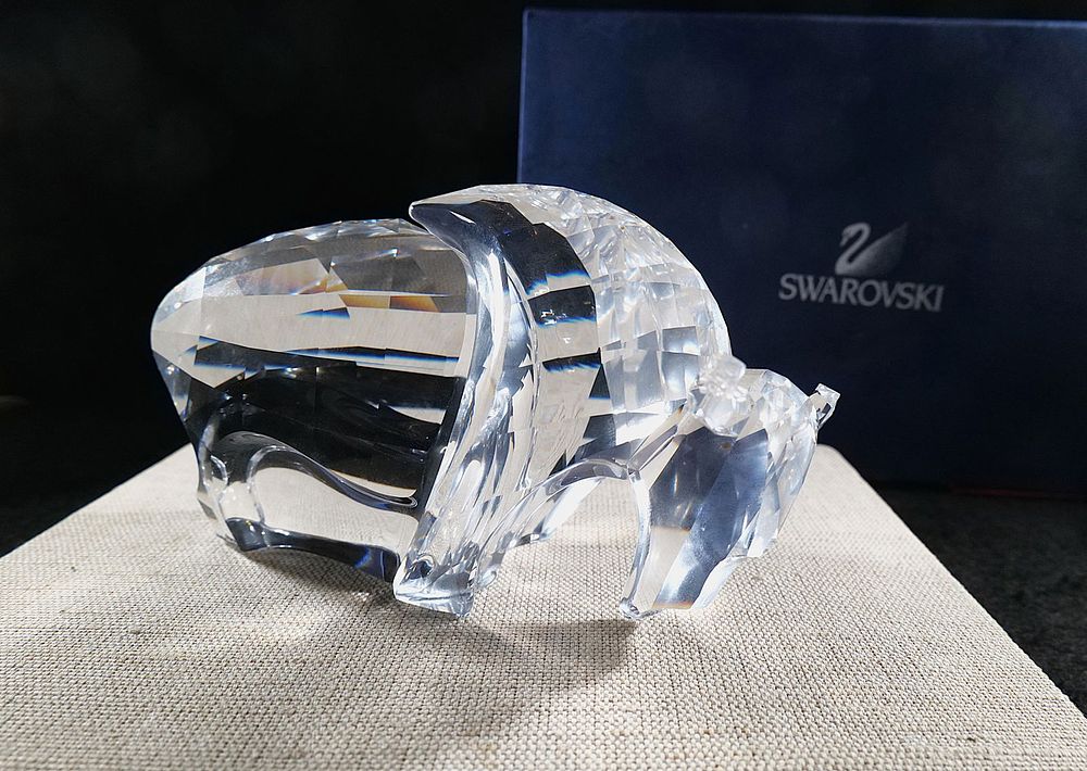 Lot 228: Swarovski Crystal Buffalo Figurine