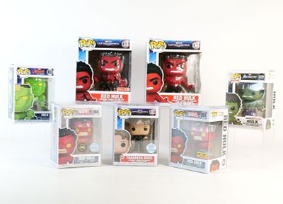 Lot of Funko Marvel Pops. Including 2 x Red Hulk 6" Target Exclusives #1366, Thaddeus Ross 