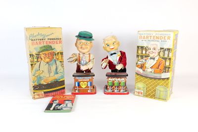 Lot of 2 Vintage Battery Operated Bartenders by Rosko Toys. Both come with boxes. All invoices 