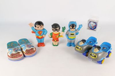 Lot of Vintage Batman and Superman Collectibles. Including Duncan Superman Yo-Yo in Box, 1978 