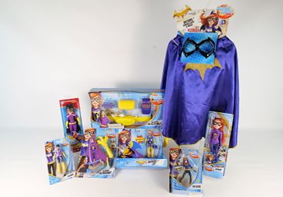 Lot of DC Super Hero Girls Collectibles/Toys. Including Batgirl Figures, Batgirl Hooded Cape 