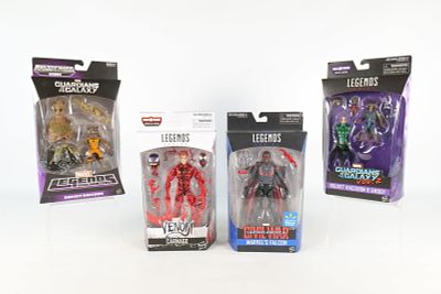 Lot of 4 Marvel Legends Action Figures. Including Rocket Raccoon & Groot - BAF Mantis, Carnage 