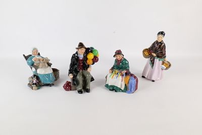 Lot of 4 Royal Doulton Figurines. Including Silks and Ribbons HN 2017, Nanny HN 2221, The 