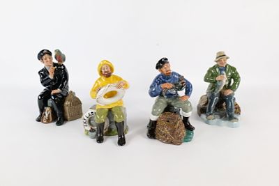 Lot of 4 Royal Doulton Figurines. Including A Good Catch HN 2258, The Boatman HN 2417, The 