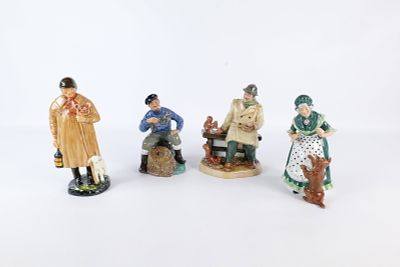 Lot of 4 Royal Doulton Figurines. Including The Shepherd HN 1975, Old Mother Hubbard HN 2314 