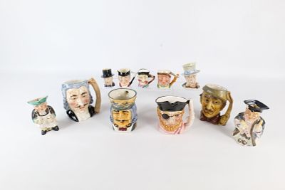 Lot of Toby Mugs/Character Jugs. Mixed Brands. Including Landcaster Sandland, Marked Japan 