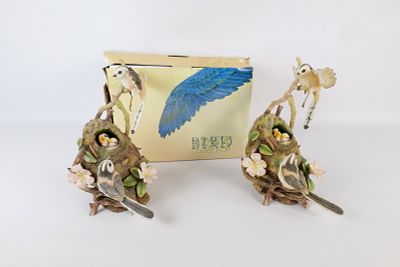 Lot of 2 RNR Gifts Long Tailed Tits Resin Figurines. Made of Resin. One comes with original 
