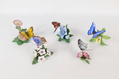 Lot of 5 Butterfly Figurines. Including Lenox Monarch, Lenox Plain Forest Daggler, Lenox Blue 