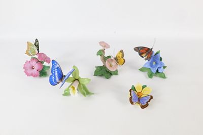 Lot of 5 Butterfly Figurines. Including Lenox Plain Forest Daggler, Lenox Malachite, Lenox 