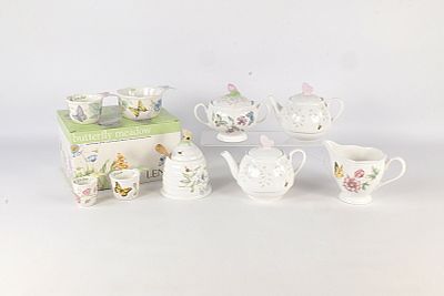 Lot of Lenox Butterfly Meadow Pieces. Including Measuring Cups - Set of 4 in Box, Honey Pot, 2 