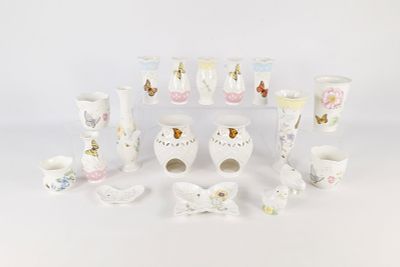 Lot of Lenox Butterfly Meadow Pieces. Including Candle Holders, Bud Vases, Salt and Pepper 