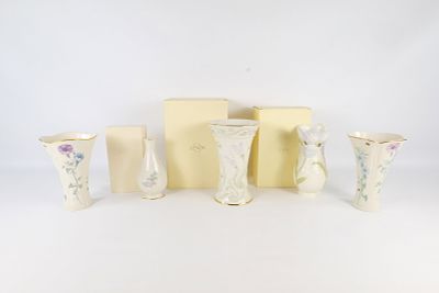 Lot of Lenox Vases. Including Gem Blossoms with Box, Basket of Flowers with Box, Mother's Day 