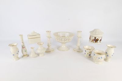 Group Lot of Lenox. Including Pair of Candlesticks, Floral Garden Bud Vase, Tracery Pierced 