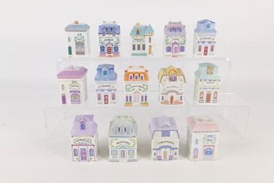 Lot of 14 Lenox Spice Village Canisters. Including Chive, 2 x Ginger, Garlic, Mustard, Cinnamon 