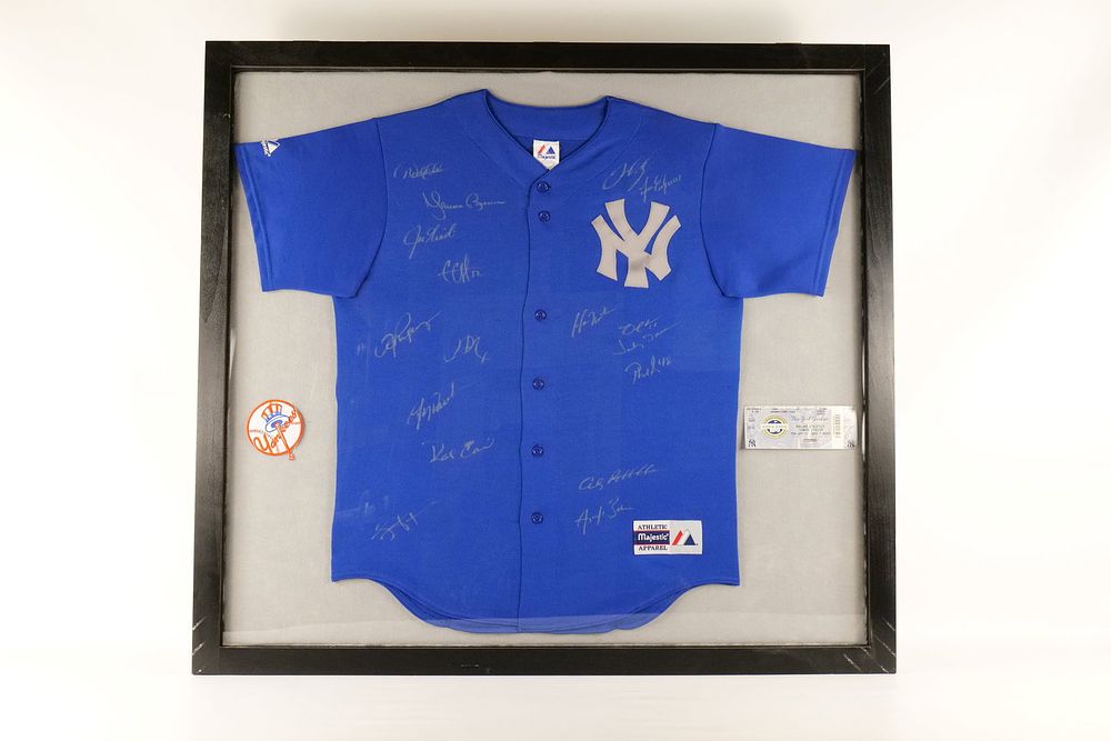 Lot 243: Signed NY Yankees Jersey with 2009 Yankees vs. Oakland Ticket