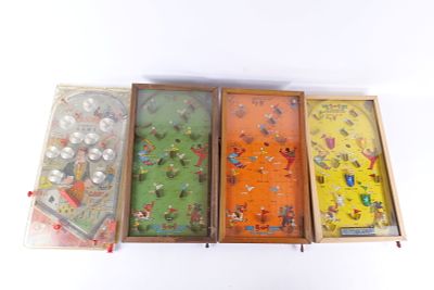 Lot of 4 Vintage/Antique Bagatelle Tabletop Pinball Games. Including Aladdin Plastic Casino 