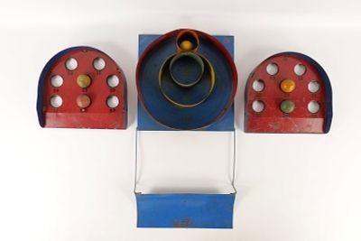 Vintage Mid Century Metal Carnival Skill Games/Skee-Ball: Ball Toss and Target Set. Including 