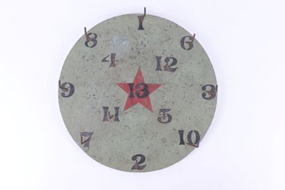Vintage Folk Art "Irish" Ring Toss Gameboard. Hook and Ring Style Numbered 1-13. Number 13 is a 