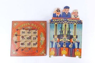 Vintage Parker Bros Cardboard Games Lot of 2 - 1920's Poppin-Ball and WWII Era Quoit's-Ahoy. 