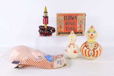 Vintage Mid-Century Circus Toy Lot. Including Gerber Circus Seal in Original Packaging 