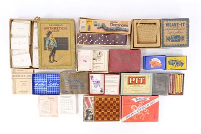 Vintage "Game Night" Lot. Including Grandma's Arithmetical Game by McLoughlin Bros - Circa 