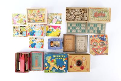 Vintage 20th Century Games Lot. Including Tiddley Winks by Milton Bradley - 1932, Put-N-Take, 2 