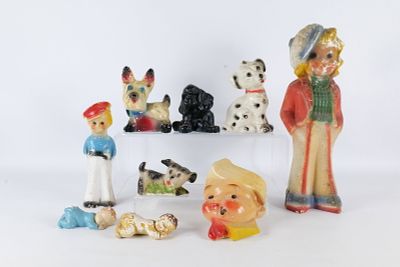 Lot of 9 Vintage Mid Century Chalkware Pieces. Lot of 9 Vintage Mid Century Chalkware - Carnival 