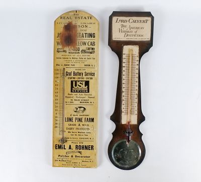 Vintage Advertising Thermometer Lot - Lord Calvert Whiskey and NJ Multi Business. Lord Calvert 