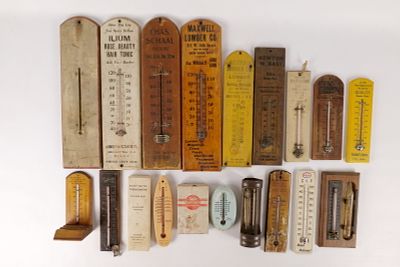 Huge Vintage Advertising Thermometer Lot of 17. Including Esso, Ilium Tonic, Taylor, Lumber 