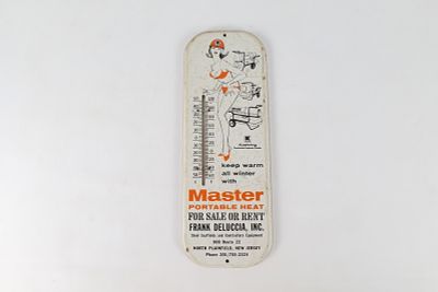 Vintage Koehring Master Portable Heat Pinup Girl Metal Advertising Thermometer. Original 