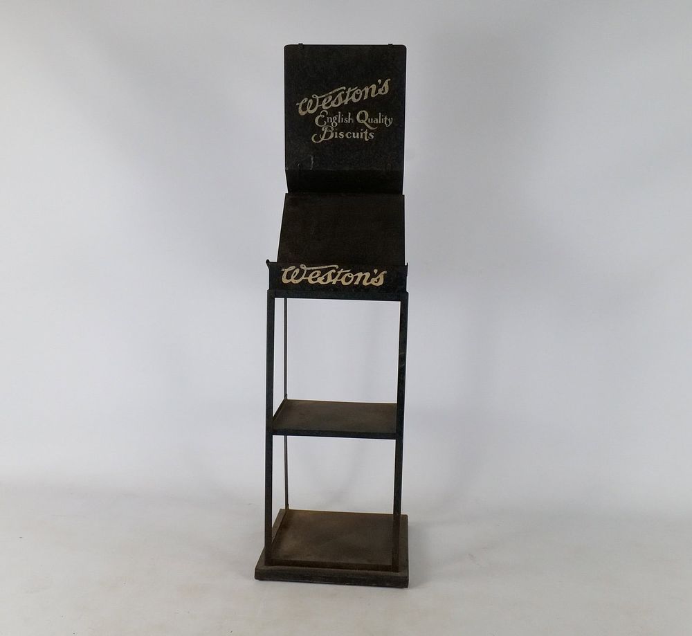 Lot 162: Antique Weston's English Quality Biscuits Metal Store Display Rack