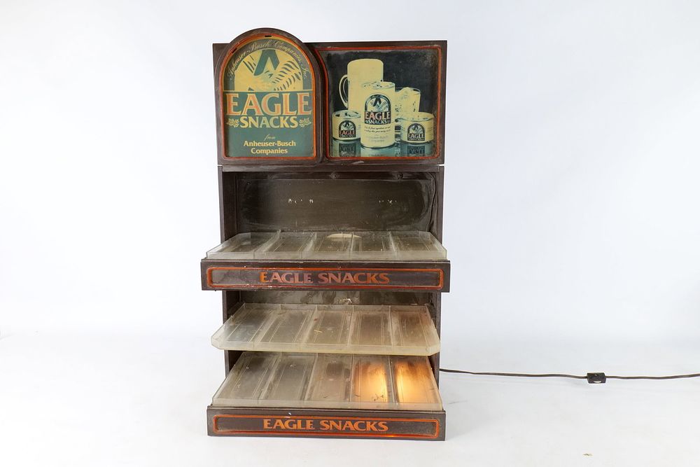 Lot 165: Vintage Eagle Snacks Light-Up Countertop Display Rack
