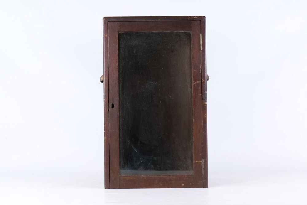 Lot 171: Vintage Wall Mount Wood & Glass Display Cabinet - Brass Handles